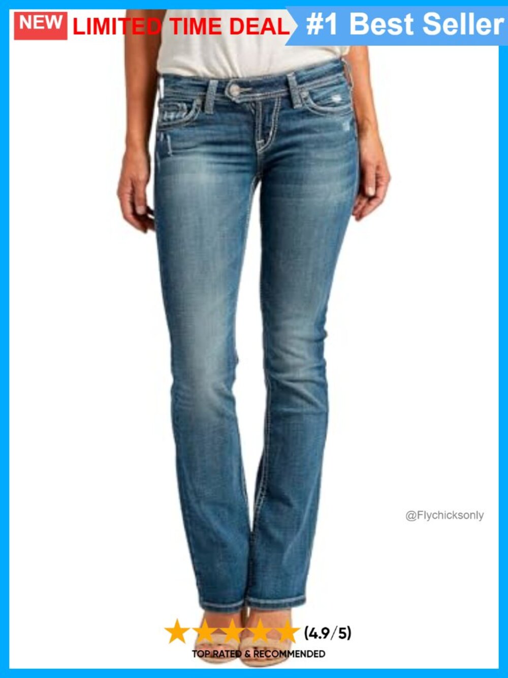 Women's Tuesday Low Rise Slim Bootcut Jeans Cotton Elastane Distressed Pockets
